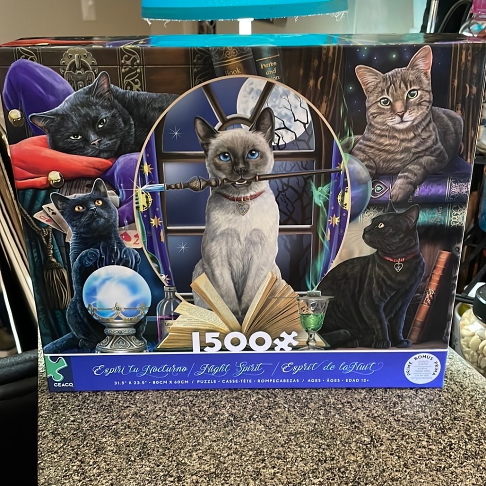 NEW JIGSAW PUZZLE 1,500 PIECES LISA PARKER NIGHT SPIRT: MAGICAL CATS
